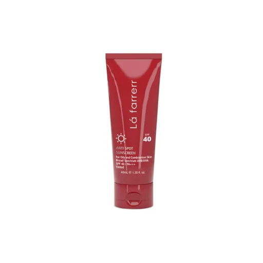 كرم ضدآفتاب و ضدلک SPF40 رنگ متوسط مناسب پوستهای چرب و مستعد آكنه حجم 40 میل لافارر