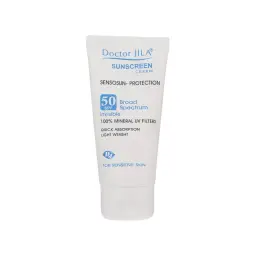 کرم ضد آفتاب با SPF50 بی رنگ مدل سنسوسان پروتکشن مناسب پوست حساس حجم 50 میل دکتر ژیلا