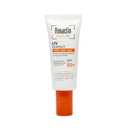 کرم ضد آفتاب با SPF50 رنگی بژ طبیعی مناسب پوست چرب و مختلط حجم 40 میل رزاکلین