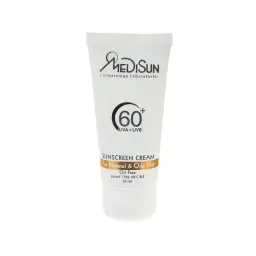 کرم ضد آفتاب با SPF60 بی رنگ مناسب پوست چرب و نرمال حجم 50 میل مدیسان