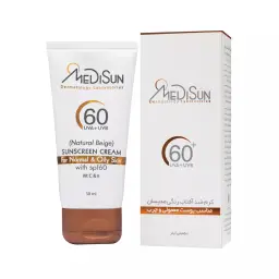 کرم ضد آفتاب با SPF60 رنگی مناسب پوست چرب و نرمال حجم 50 میل مدیسان