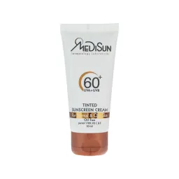 کرم ضد آفتاب با SPF60 رنگی مناسب پوست چرب و نرمال حجم 50 میل مدیسان
