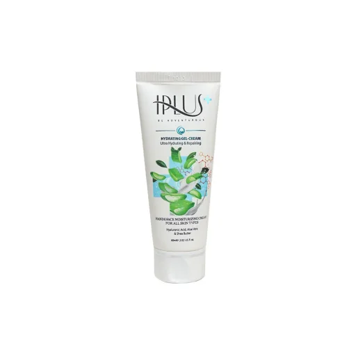 کرم ژل آبرسان قوی تیوپی مناسب انواع پوست حاوی ژل آلوئهورا و هیالورونیک اسید حجم 60 میل آی پلاس