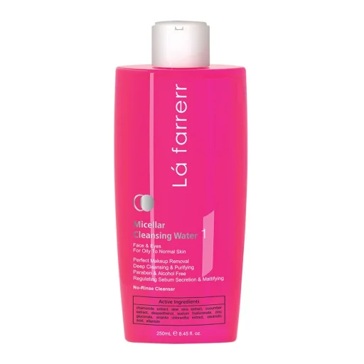 محلول پاککننده آرایش چشم و صورت پوست چرب و معمولی حجم 250 میل لافارر