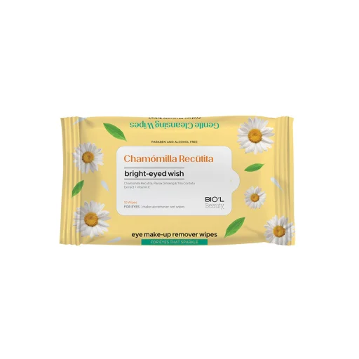 دستمال مرطوب پاککننده آرایش چشم عصاره بابونه 10 برگ بیول