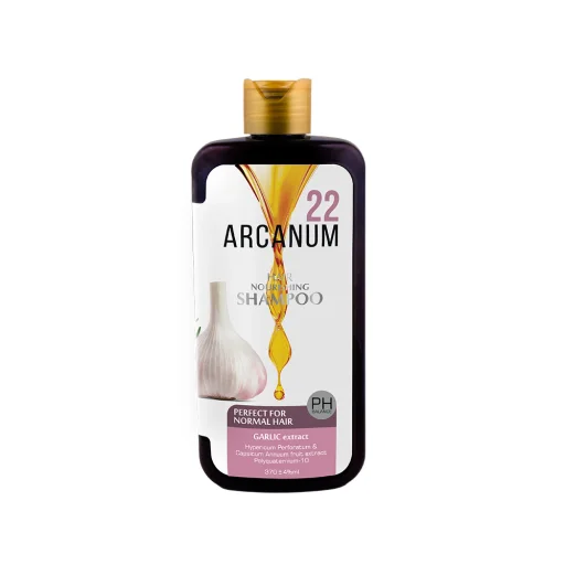 شامپو فاقد سولفات نیاسین پلاس برای موهای شوره دار حاوی عصاره سیر حجم 370 میل آرکانوم