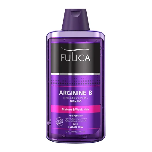 شامپو تقویت کننده، براقکننده و احیاکننده مو Arginine B حجم 400 میل فولیکا