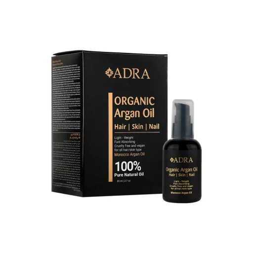 روغن پوست و مو و ناخن پمپی حاوی روغن آرگان حجم 80 میل آدرا