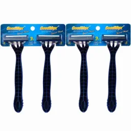 تیغ 3 لبه صابون دار مدل سرمتحرک کارتی بسته 4 عددی گود مکس