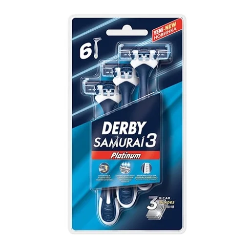 خود تراش مدل Samurai 3 بسته 6 عددی دربی