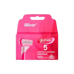 تیغ یدک 5 لبه زنانه مدل Gloria 5 صورتی بسته 4 عددی سیلور