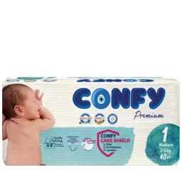 پوشک کودک سایز 1 مدل Premium بسته 40 عددی کانفی