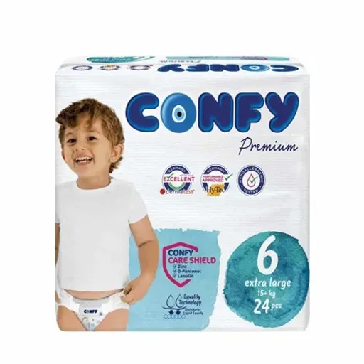 پوشک کودک سایز 6 مدل Premium بسته 24 عددی کانفی