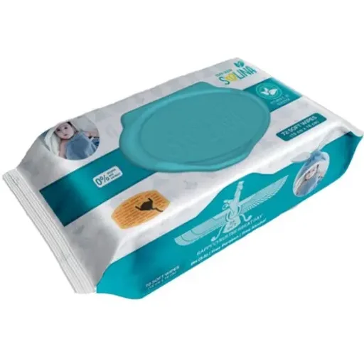 دستمال مرطوب کودک مدل سولینا فیروزهای بسته 72 برگ سون کویین