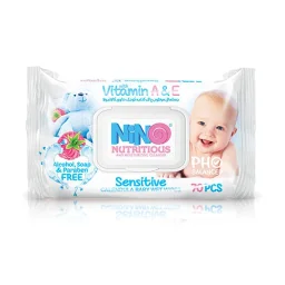 دستمال مرطوب کودک حاوی کالاندولا میوهای درب دار 70 برگ نینو