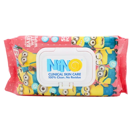 دستمال مرطوب کودک حاوی کالاندولا صورتی درب دار 50 برگ نینو