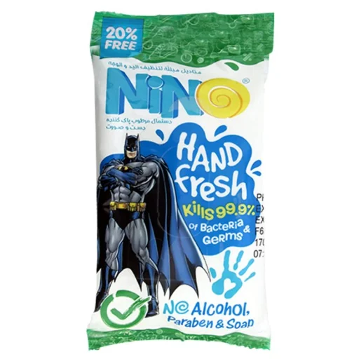 دستمال مرطوب پاککننده دست و صورت انیمیشن 12 برگ نینو