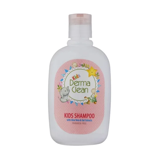شامپو کودک حاوی عصاره آلوئه ورا و جو دوسر صورتی حجم 250 میل درماکلین