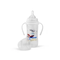 شیرخوری PP ضدنفخ دهانه عریض فندقی دسته دار آویز حجم 300 میل بی بی لند