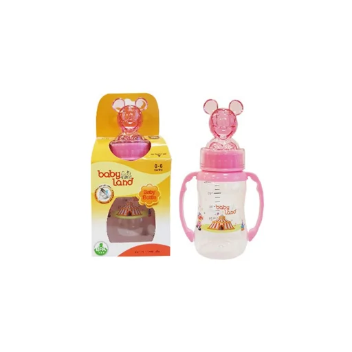 شیرخوری PC کلاسیک عروسکی فندقی دسته دار صورتی حجم 150 میل بی بی لند