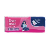 نوار بهداشتی بالدار پنبه ای مدل Classic Thick سایز بزرگ صورتی بسته 10 عددی گود مود